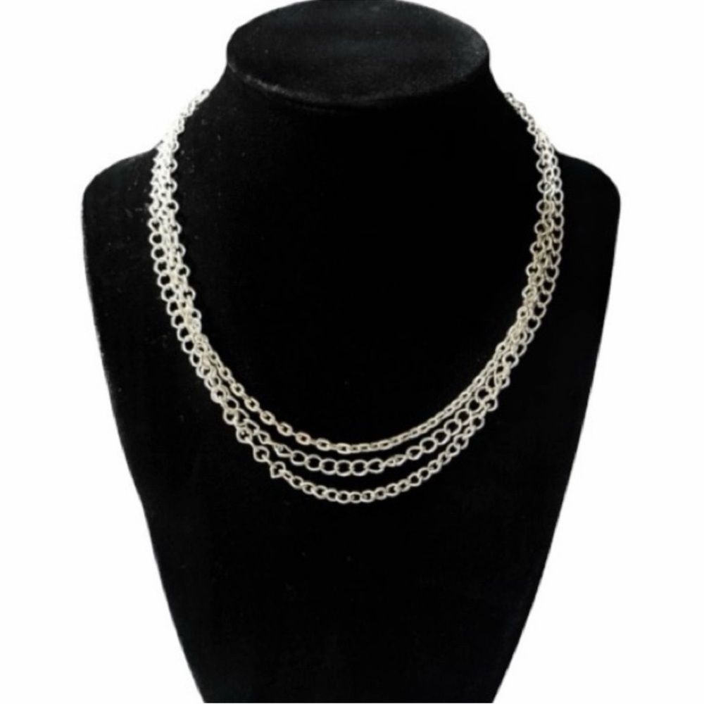 NEW Express Silver Multi Strand Layered Chain Necklace